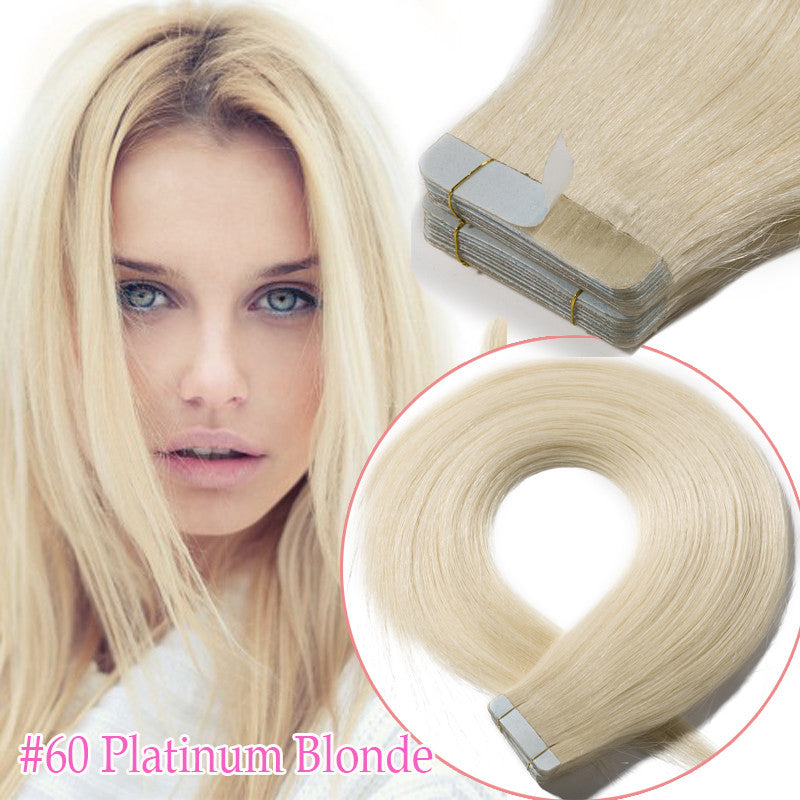Seamless Thick Tape-In Human Hair Extensions Full Head - Remy Hair, Skin Weft