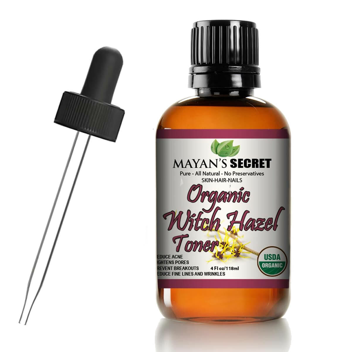 Organic Witch Hazel Toner for Face & Pore Refinement - Natural Skincare