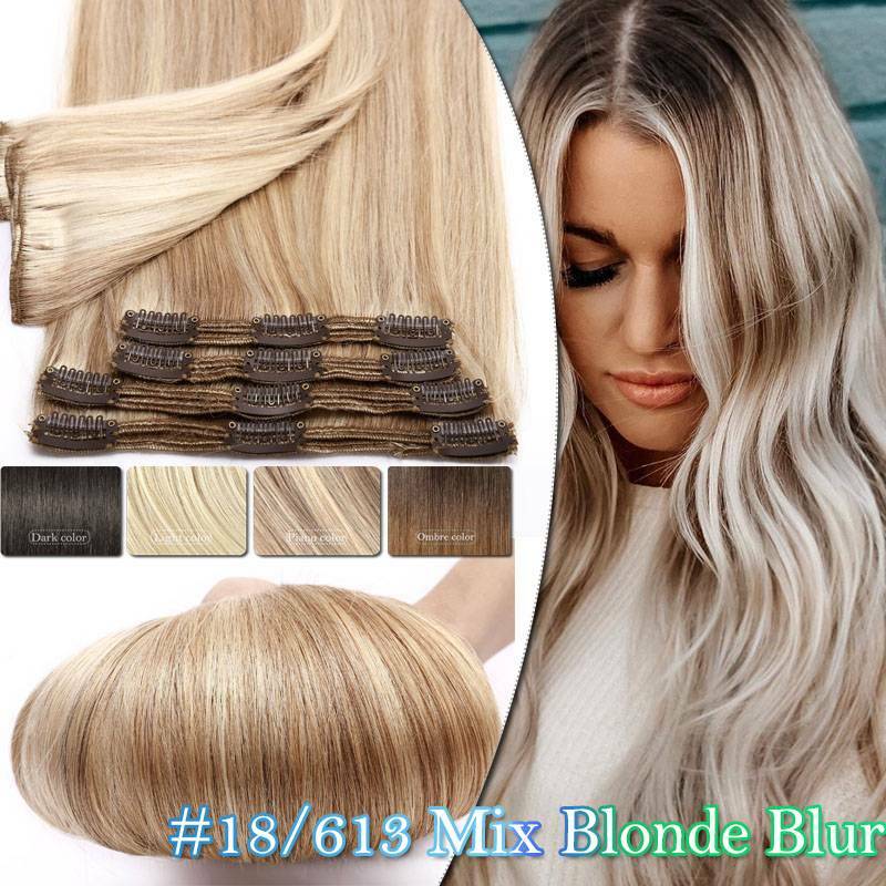Thick Double Weft Clip-In Human Hair Extensions - Full Head Set
