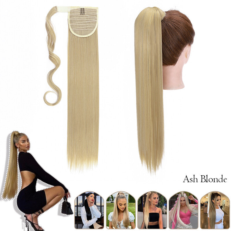 Mega Thick Wrap-On Ponytail Extensions - Natural Human Hair, Curly Wavy Straight