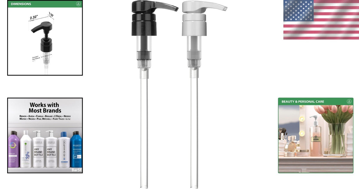Professional Shampoo and Conditioner Dispenser Pumps - Black, 2-Pack