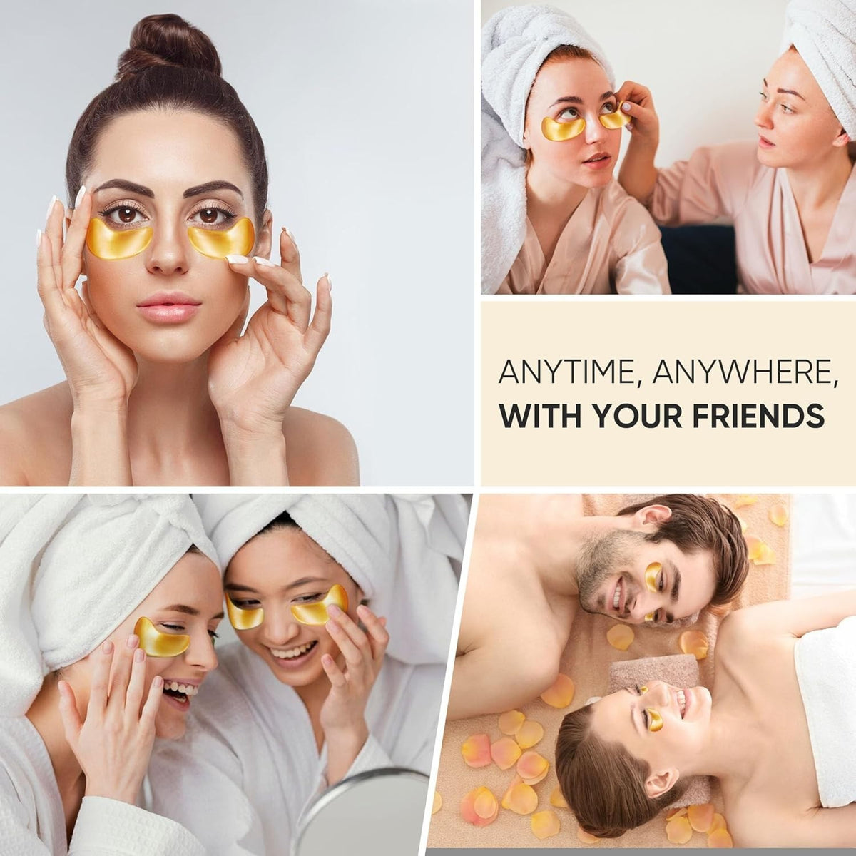 24K Gold Eye Patches with Collagen - Reduces Wrinkles, Hydrates & Firms Under-Eye