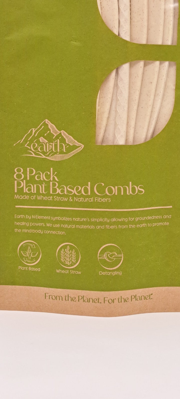 Plant-Based Combs Pack of 8 - Natural Wheat Straw Hair Grooming Tools
