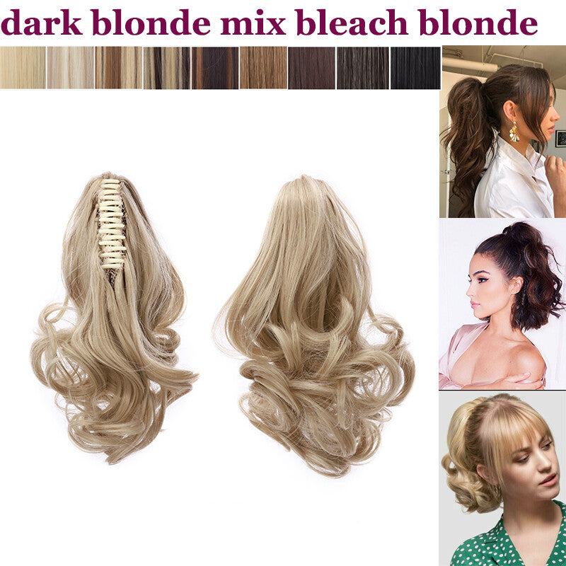 Thick Ponytail Hair Extension with Claw Clip - Wavy Curly Synthetic Hair