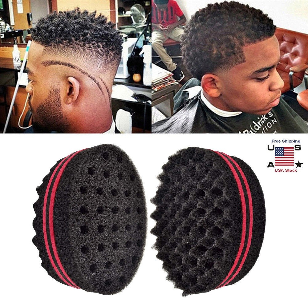 2× Wave Barber Hair Brush Sponge Tool Dreads Afro Locs Twist Curls
