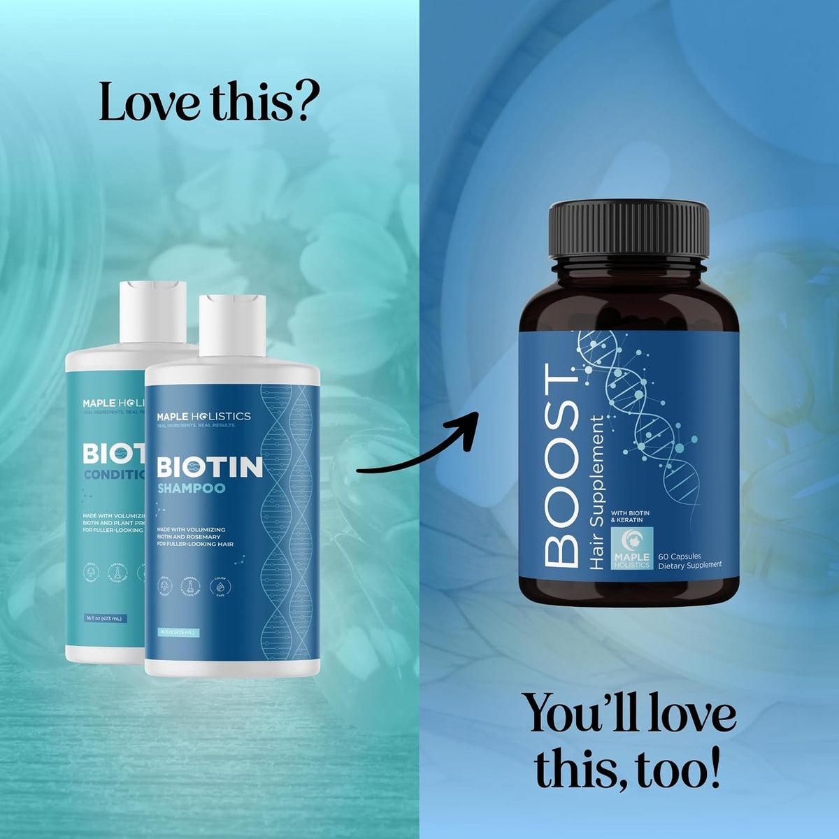 Rosemary Biotin Shampoo and Conditioner Set, Volumizing Hair Care for