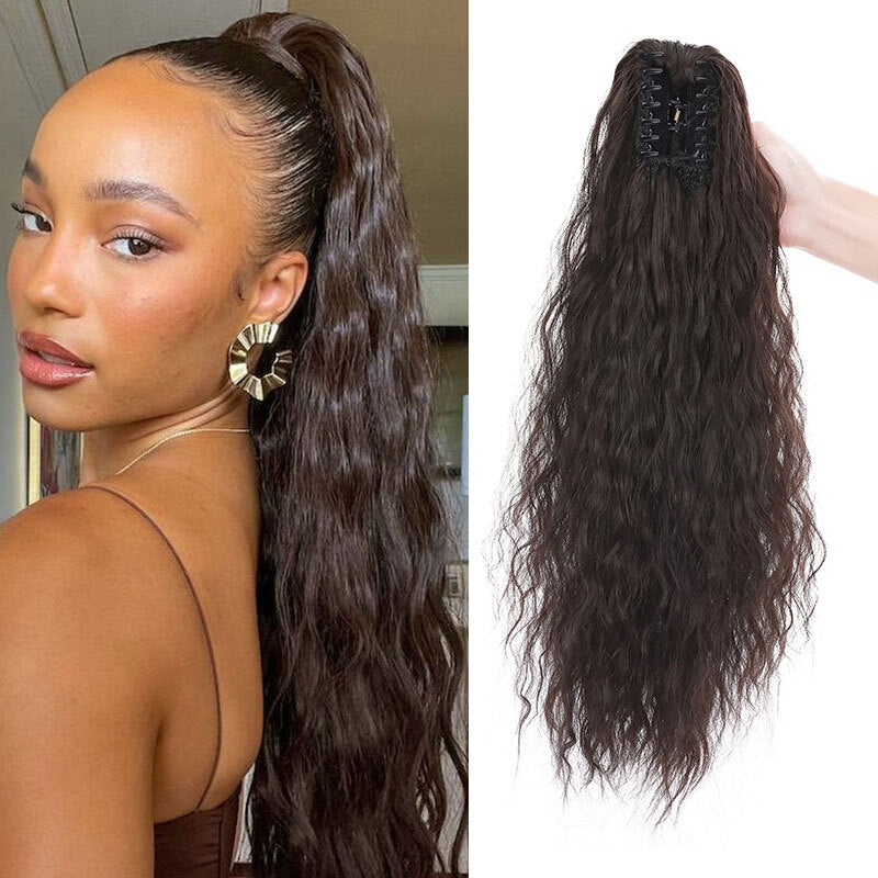 26-Inch Real Human Hair Ponytail Extension with Claw Clip - Thick Hairpiece