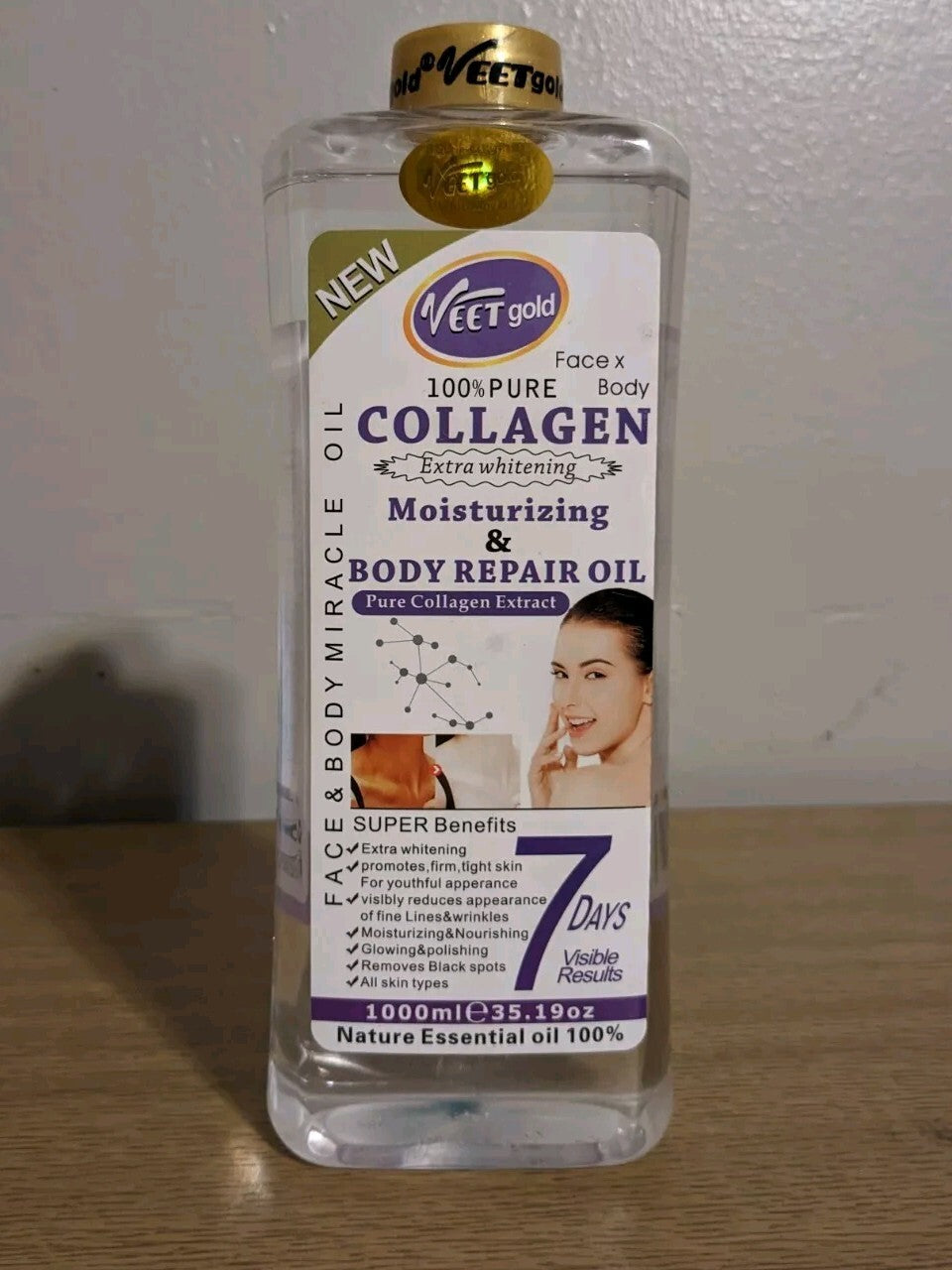 Veet Gold Collagen Face and Body Corrector Oil - Skin Brightening & Hydrating