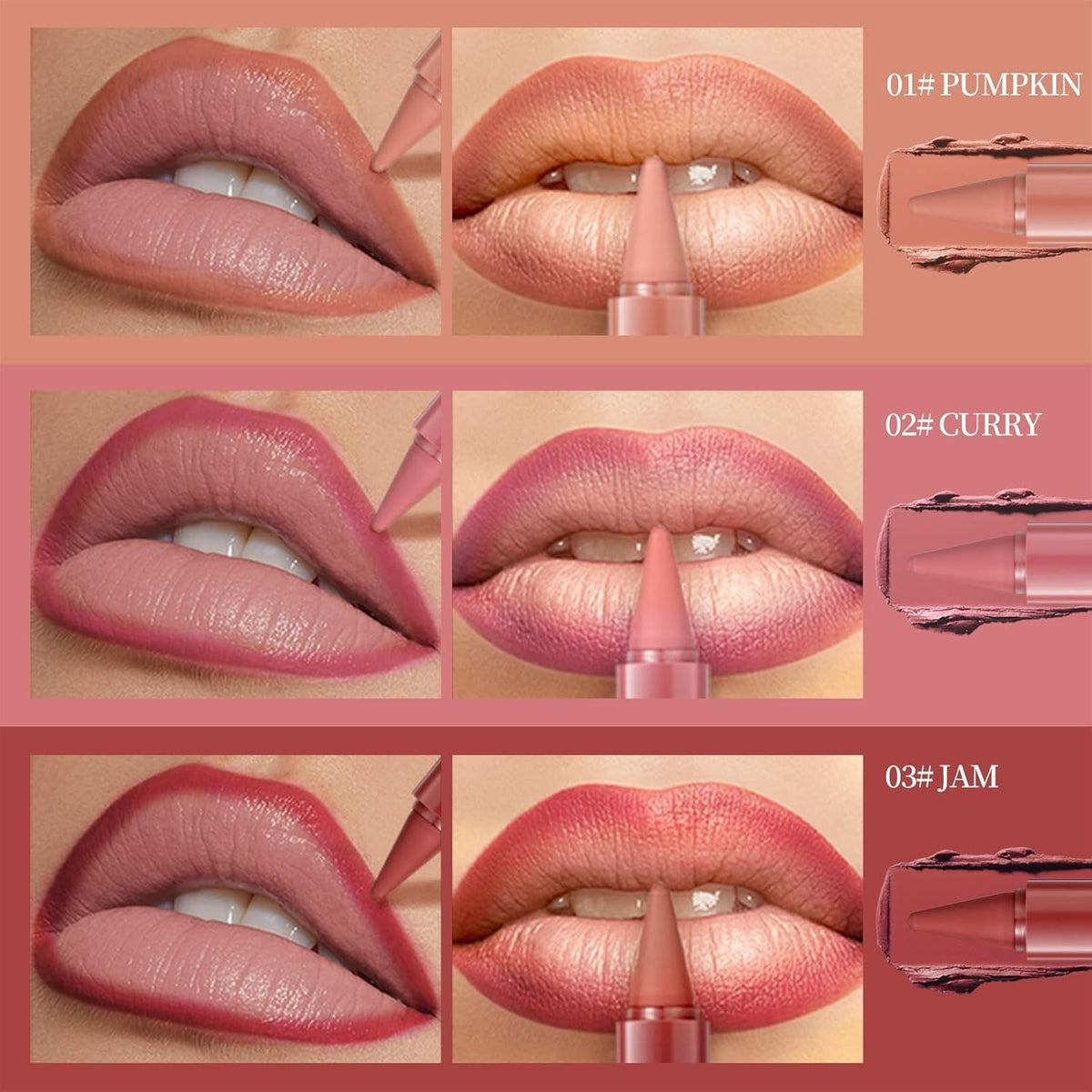 6-Piece Gradient Lip Liner and Lipstick Set - Ombre Matte & Hydrating