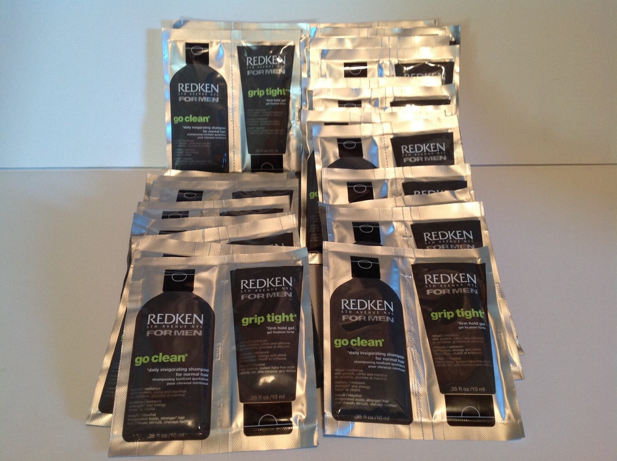 Redken For Men Go Clean Shampoo & Grip Tight Gel 25 Pack Samples