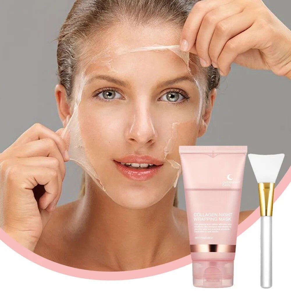 Collagen Night Peel-Off Mask, 75g - Moisturizing & Brightening (2-Pack)