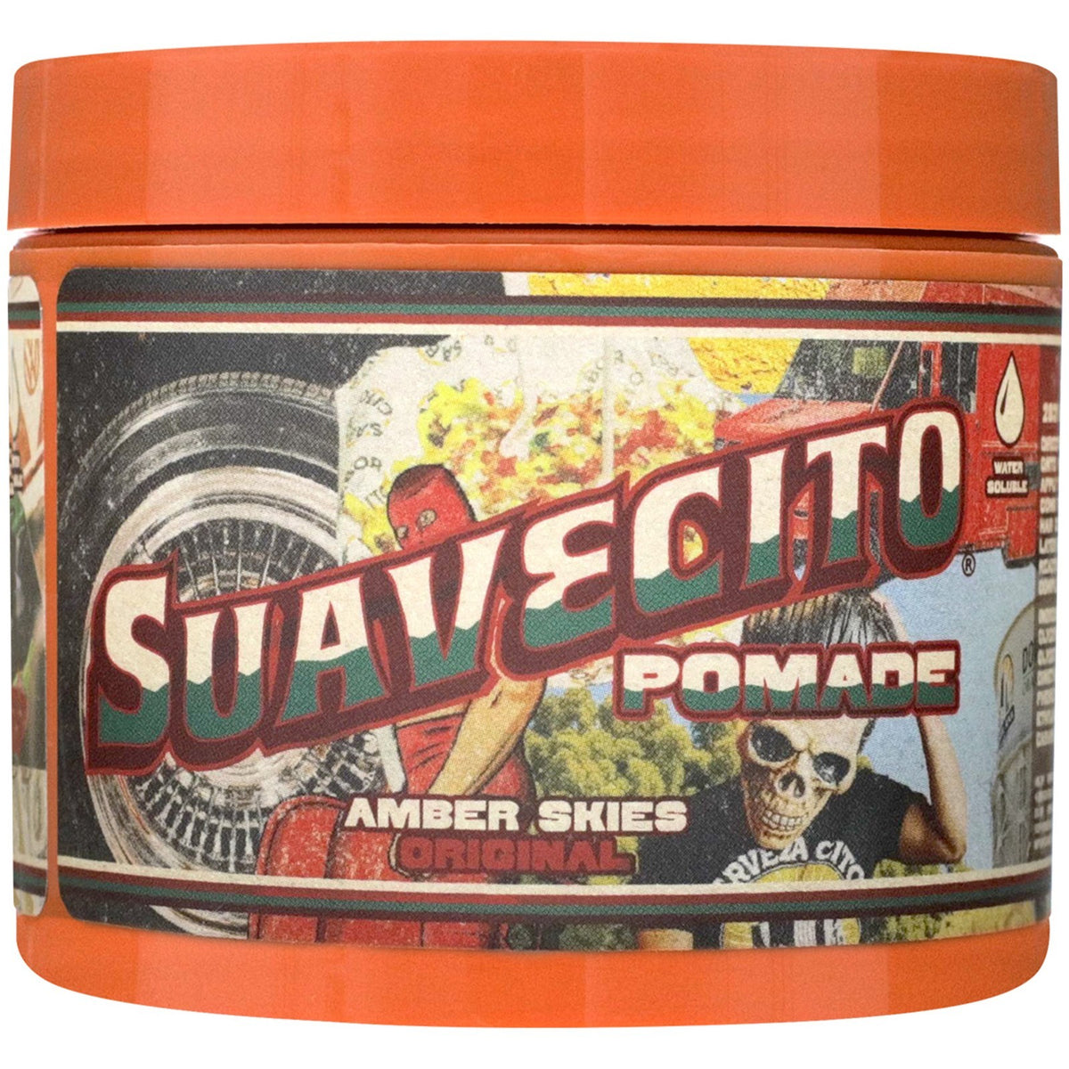 Suavecito Amber Skies Water-Based Pomade 4oz. Strong Hold & Shine