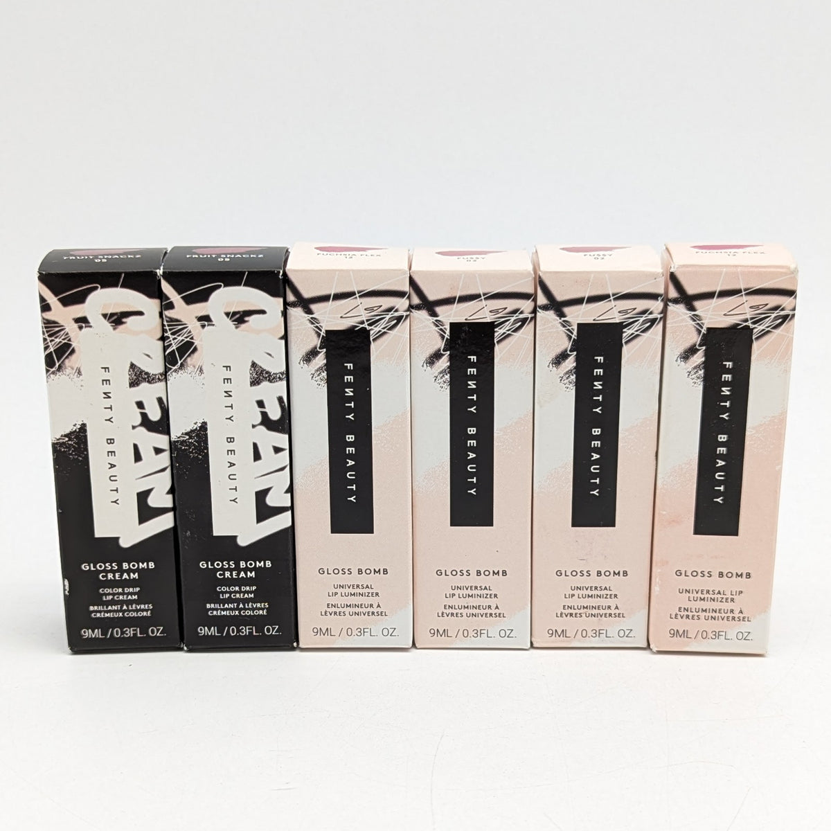 Set of 6 Fenty Beauty Lip Gloss & Lip Cream in Fruit Snackz Fuchsia & Fu$$y