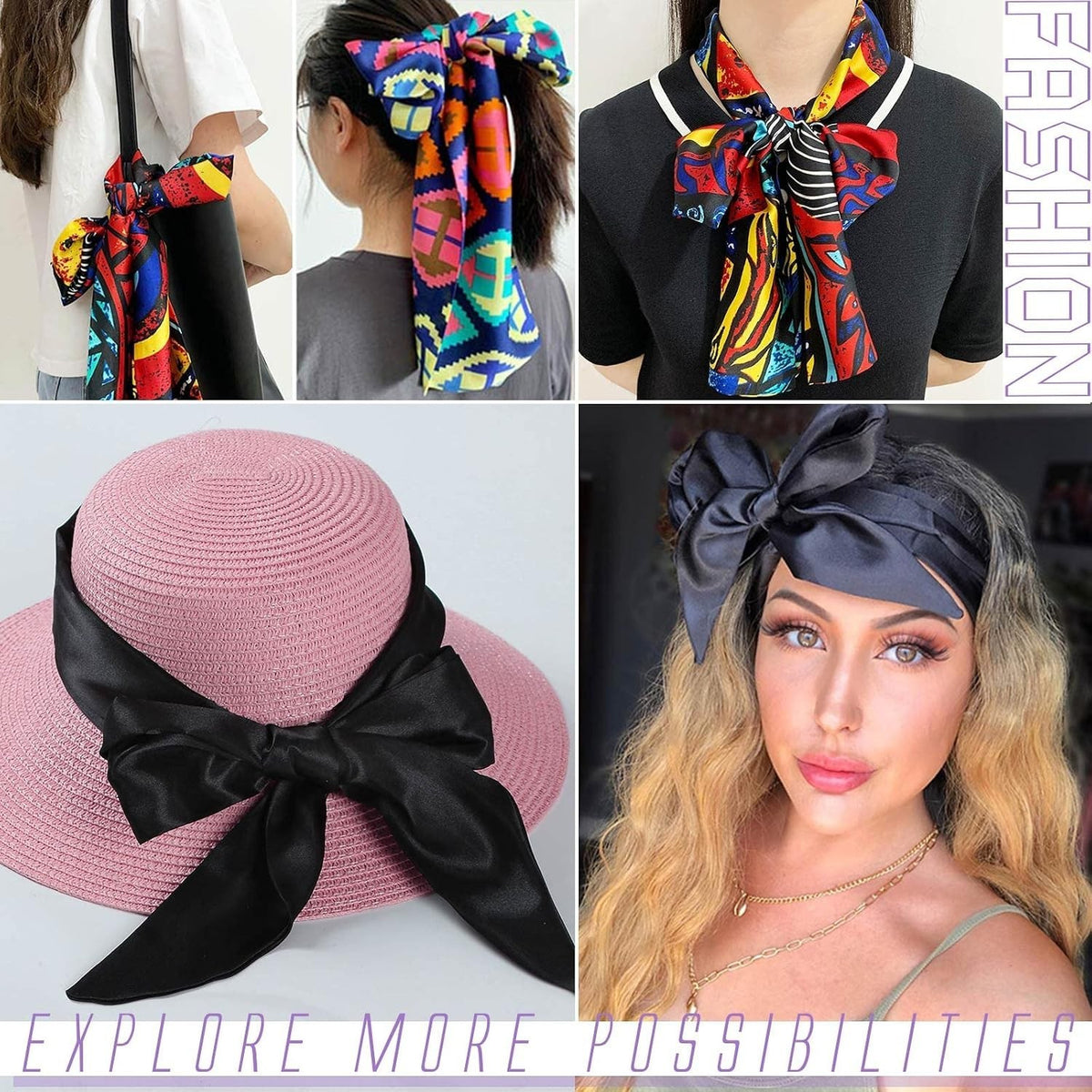 Women’s Satin Edge Hair Wrap - 56-Inch Non-Slip Head Scarf for Yoga & Makeup