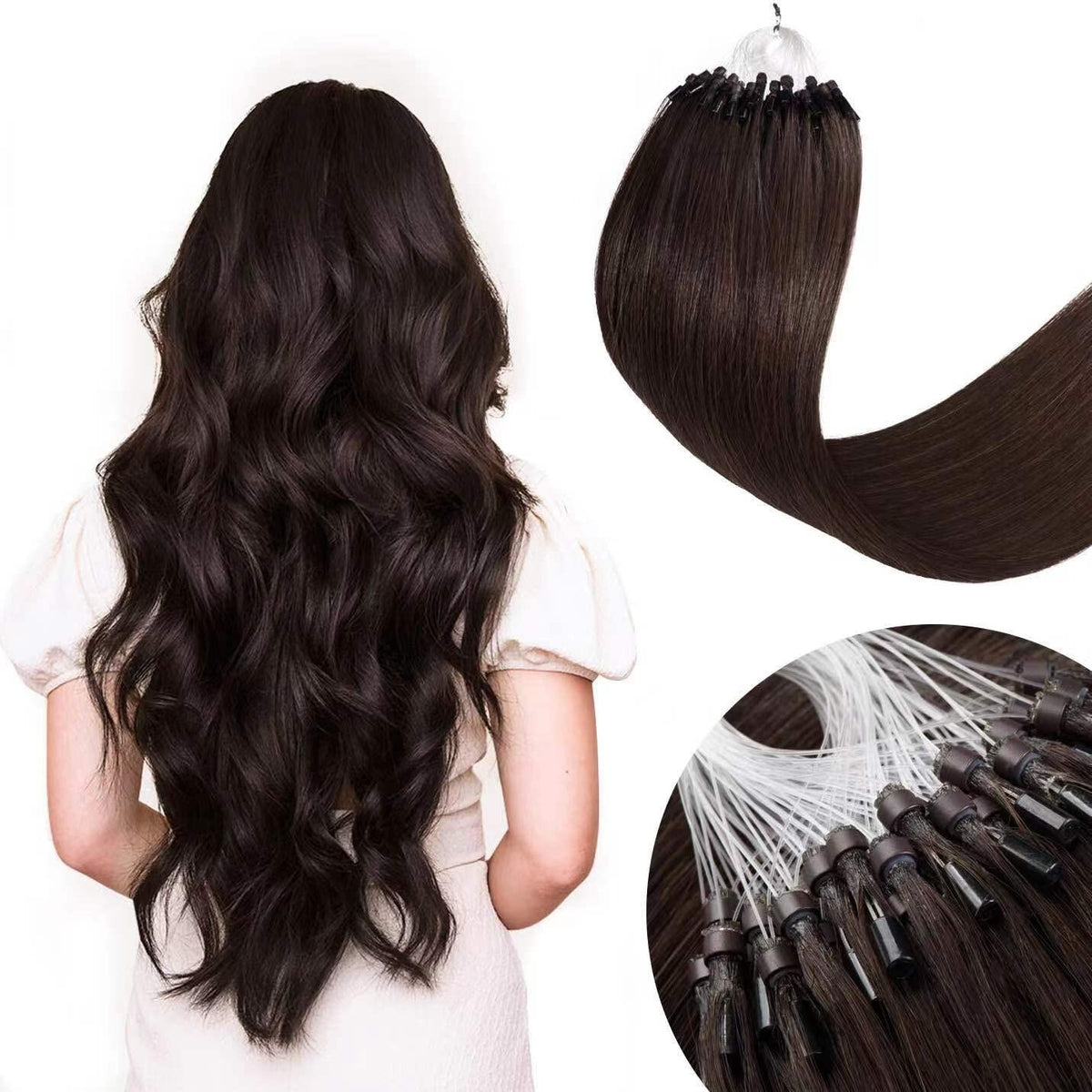 Micro Loop Hair Extensions - Real Human Hair Beads & Link Remy Russian Hair