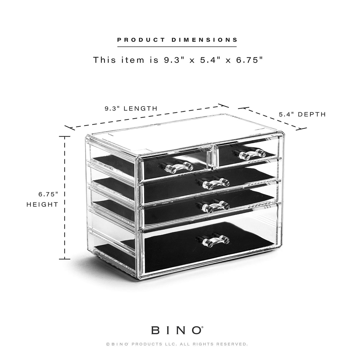 Acrylic Makeup Organizer 5-Drawer Tower, Clear