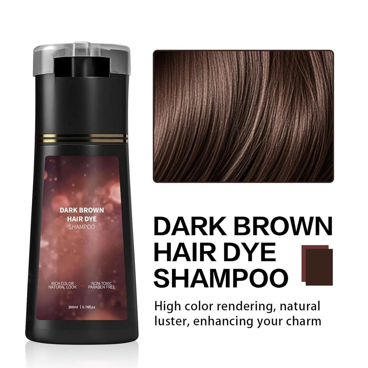 Hair Color Dye Shampoo - Dark Brown, 2 Pack