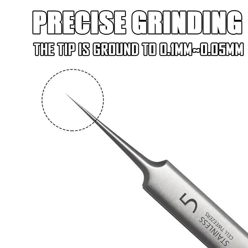 Blackhead Remover Tweezers 3-Piece Set for Acne Pimple Extraction - Stainless Steel