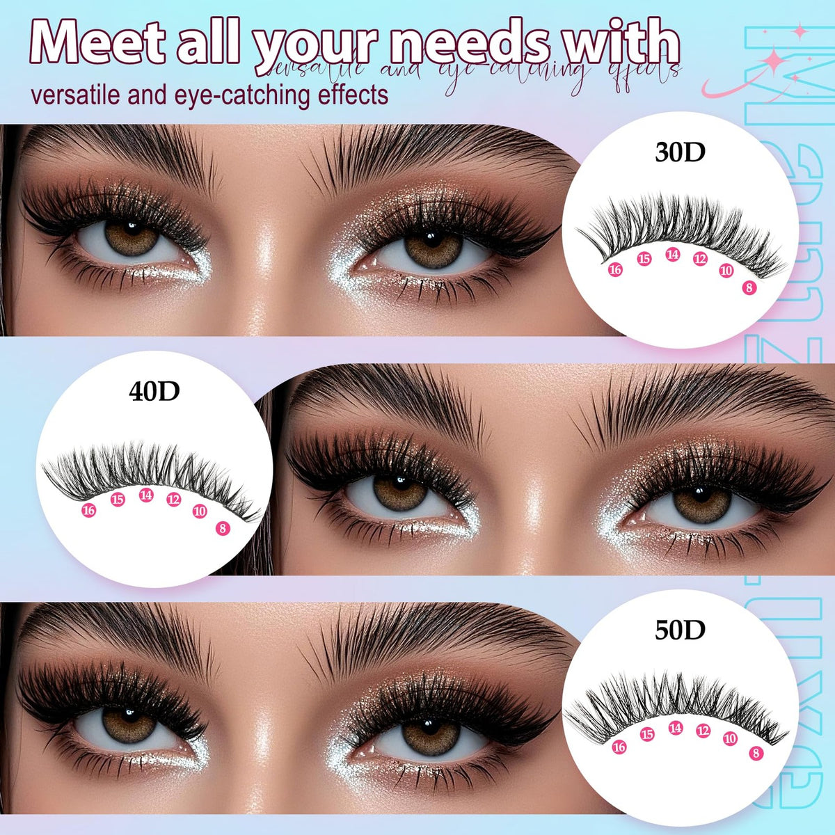 Professional Lash Cluster Kit 708pcs with Bond, Tweezers & 6 Styles