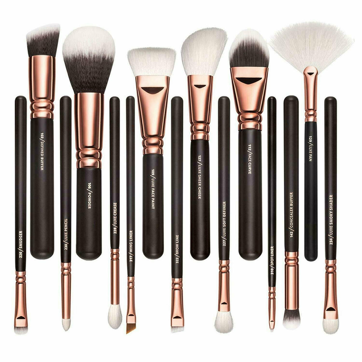 Professional 15-Piece Makeup Brush Set with Soft Bristles for Face Eyes Lip