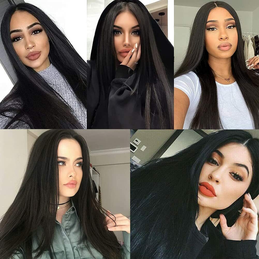 Black Long Straight Lace Front Synthetic Wig for Women - Fashion Party Hair