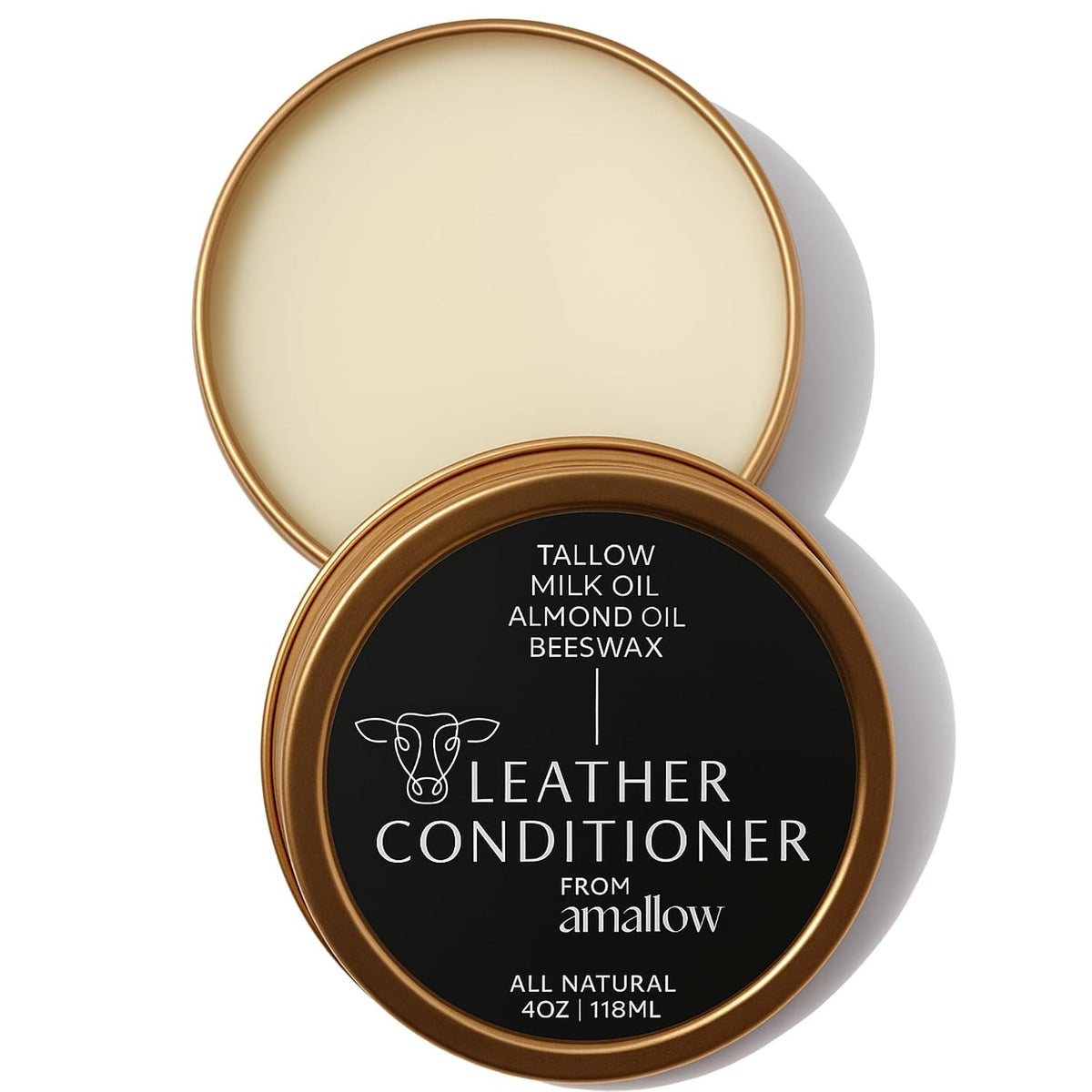 Leather Conditioner Balm with Mink Oil, Beeswax & Tallow - All Natural Leather Care
