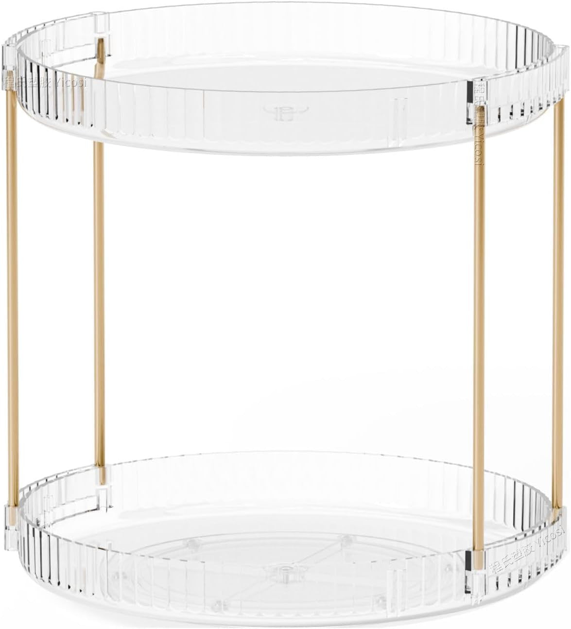 Acrylic 360° Rotating Makeup & Skincare Organizer, 2-Tier Clear Vanity Storage