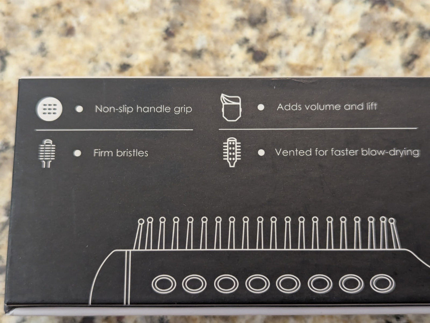 Vented Hair Styling Brush 9 Inch Lightweight Firm Bristles Black