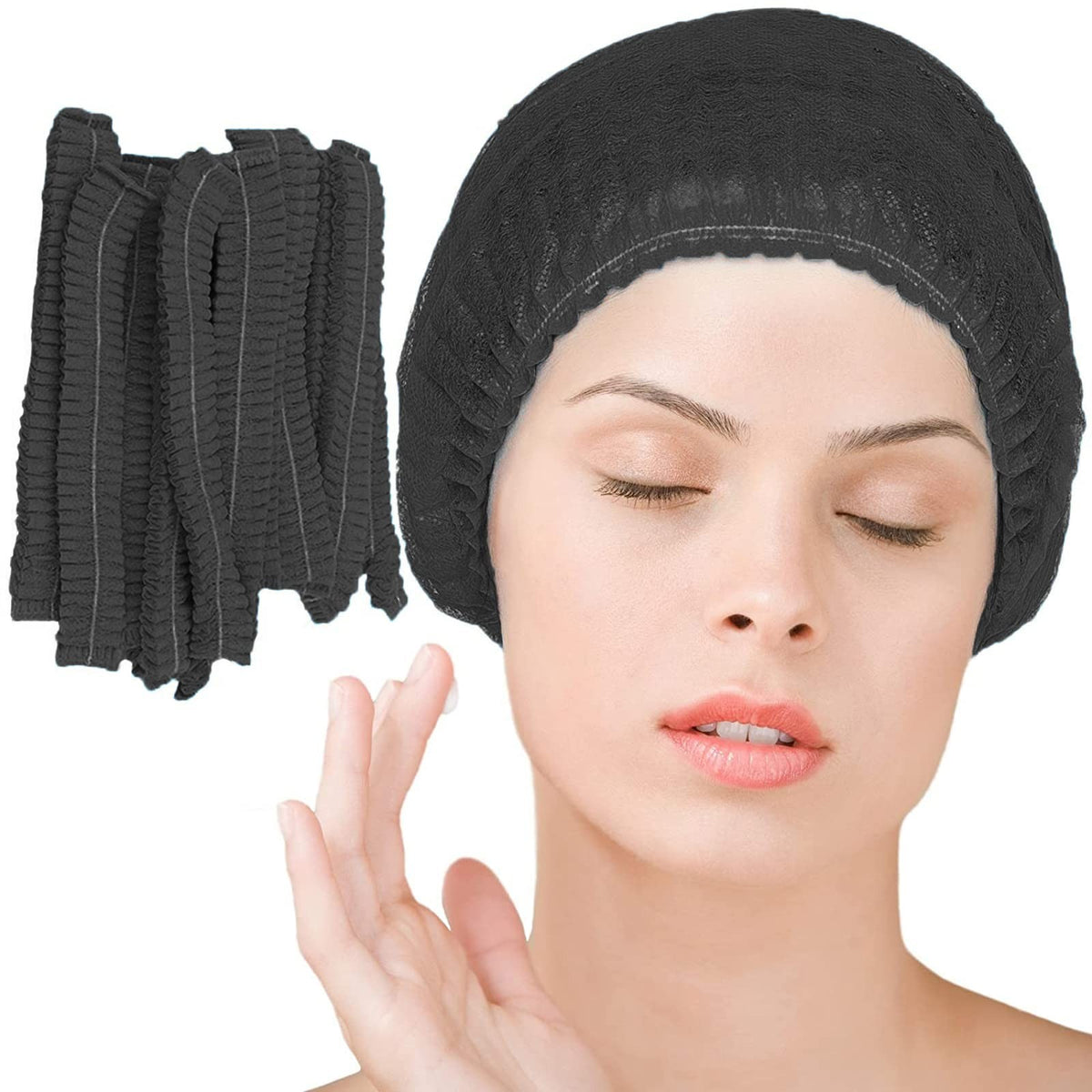 Disposable Bouffant Caps 100 Pcs,21inches Hair Net Black pcs,