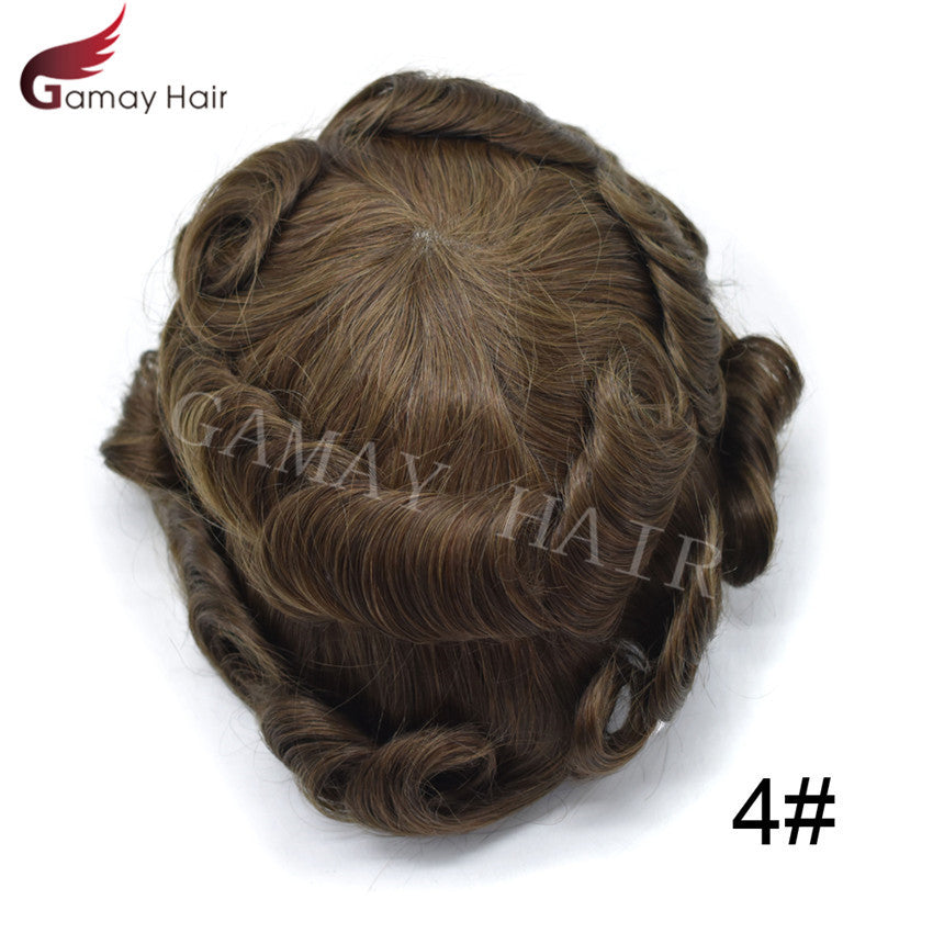 Full Poly Thin Skin Human Hair Toupee for Men - Durable, Invisible, Customizable