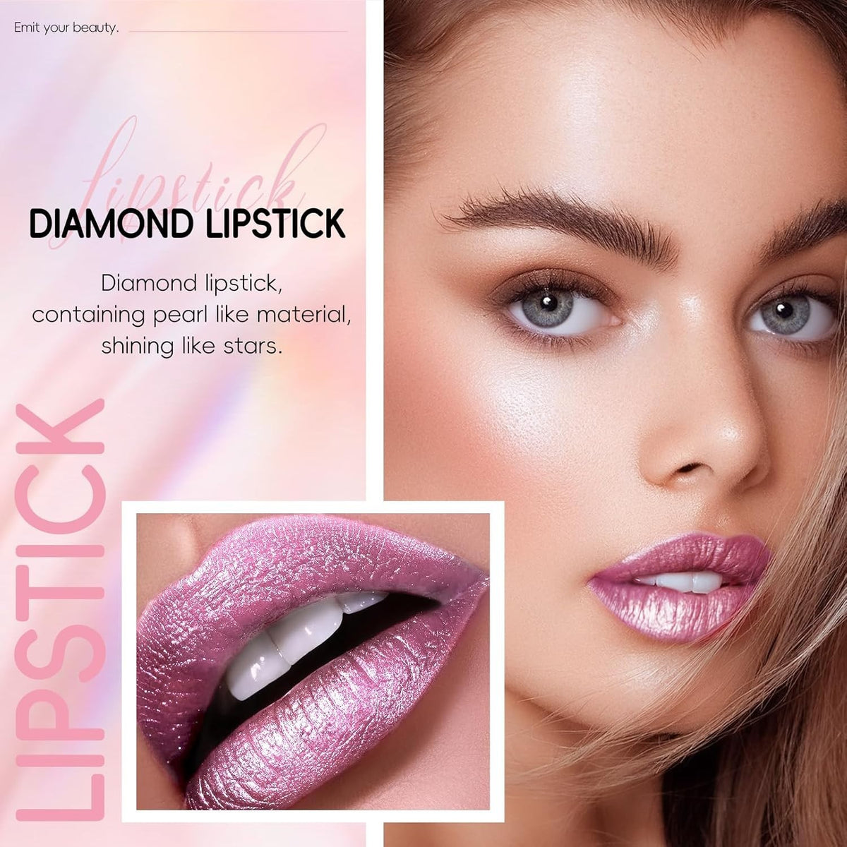 Metallic Pink Glitter Lipstick for Women Long Lasting Shine 1