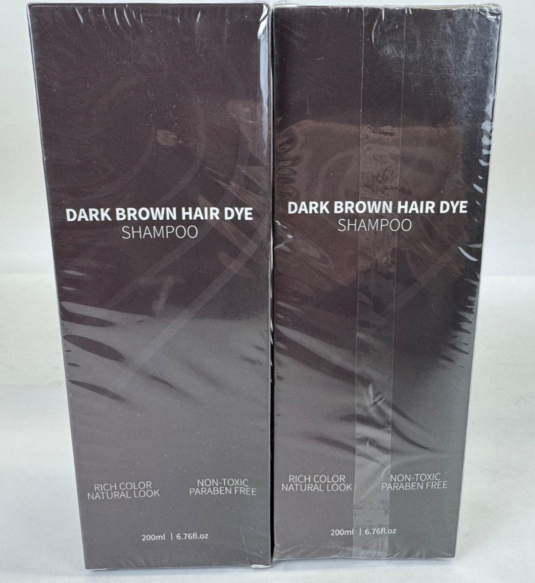Hair Color Dye Shampoo - Dark Brown, 2 Pack