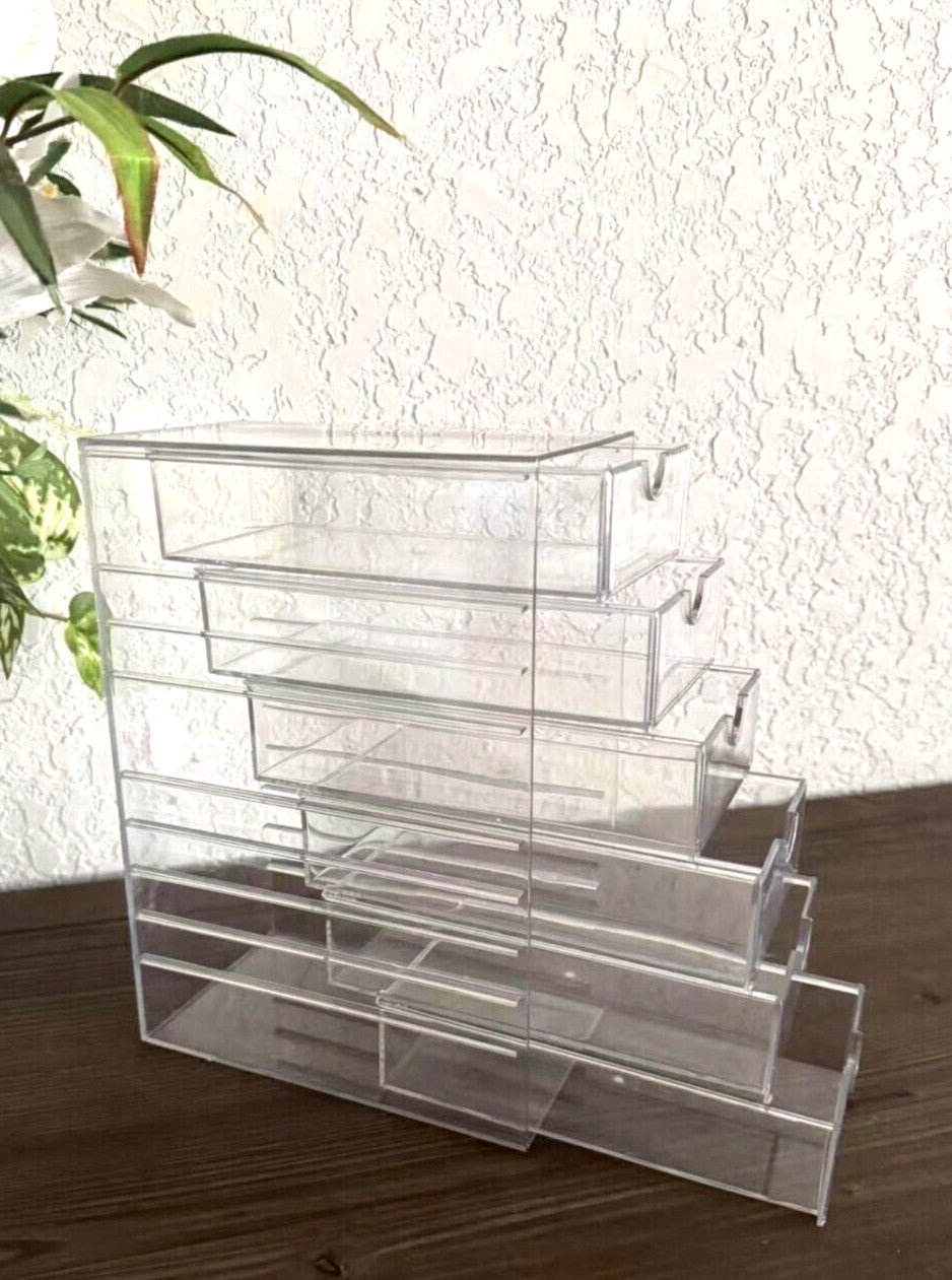 Acrylic Makeup & Jewelry Organizer with 6 Drawers - Clear Storage Box