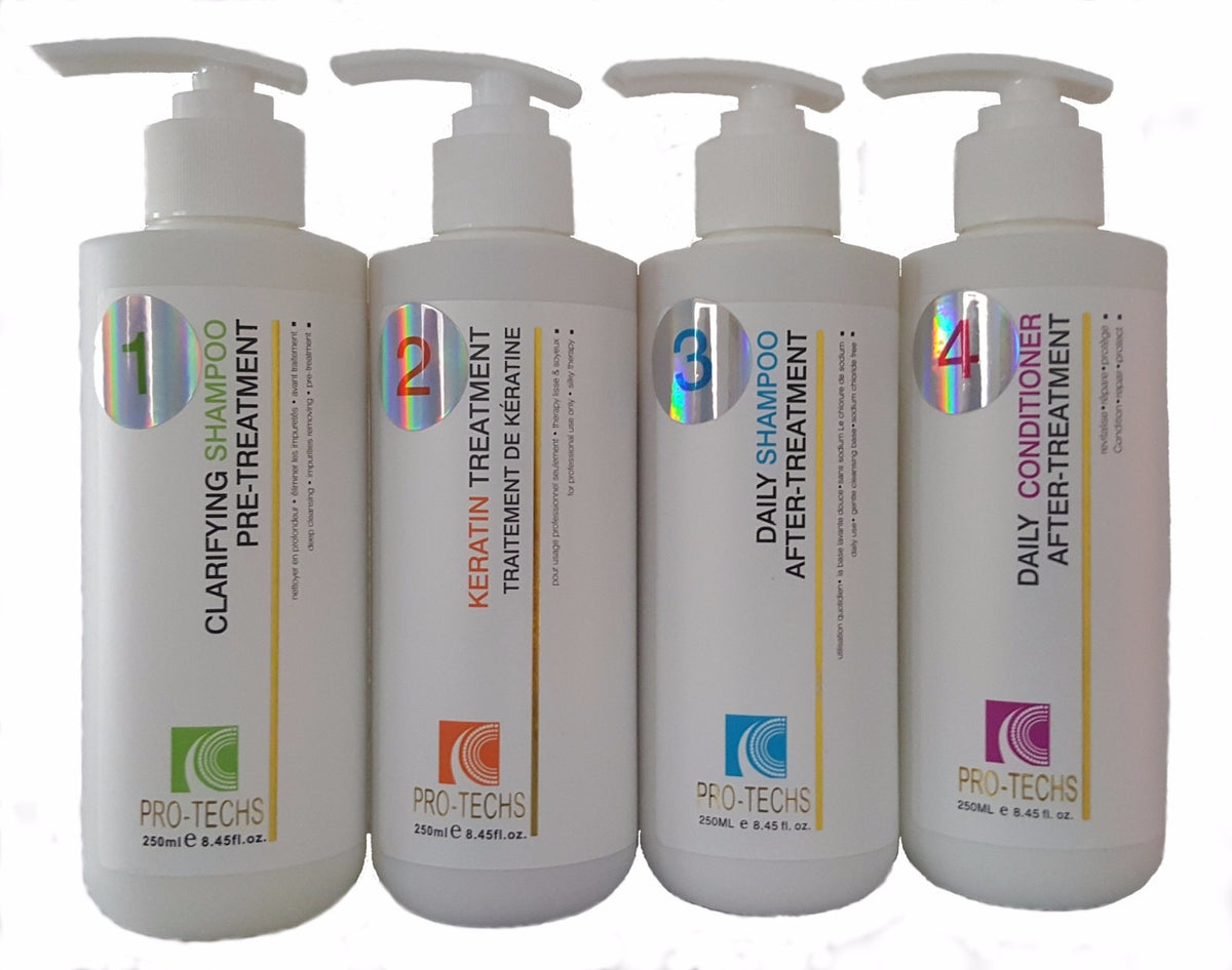 Keratin Hair Smoothing Treatment Set - Professional Brazilian Hair Therapy 8.45 oz (4-Step)