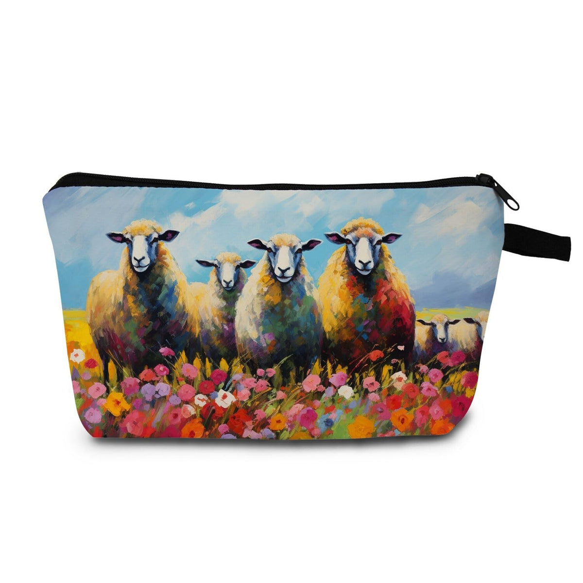 Sheep Print Makeup Bag for Women Travel Cosmetic Organizer Small Zipper Pouch