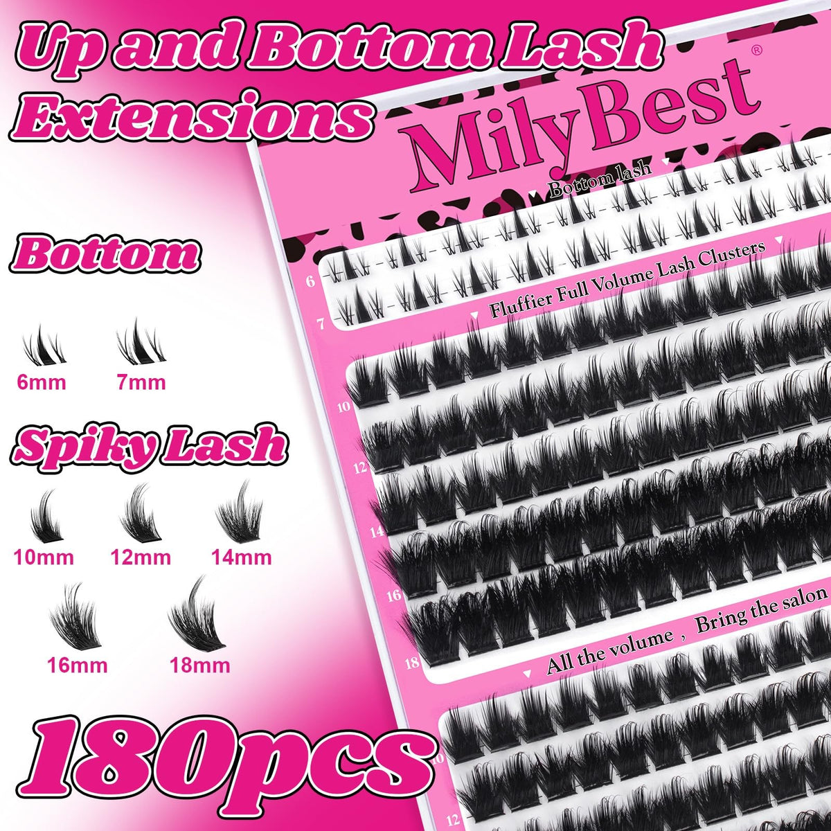 False Eyelash Clusters with Spikes, Bottom 4 Pack - Black, Trendy & Reusable