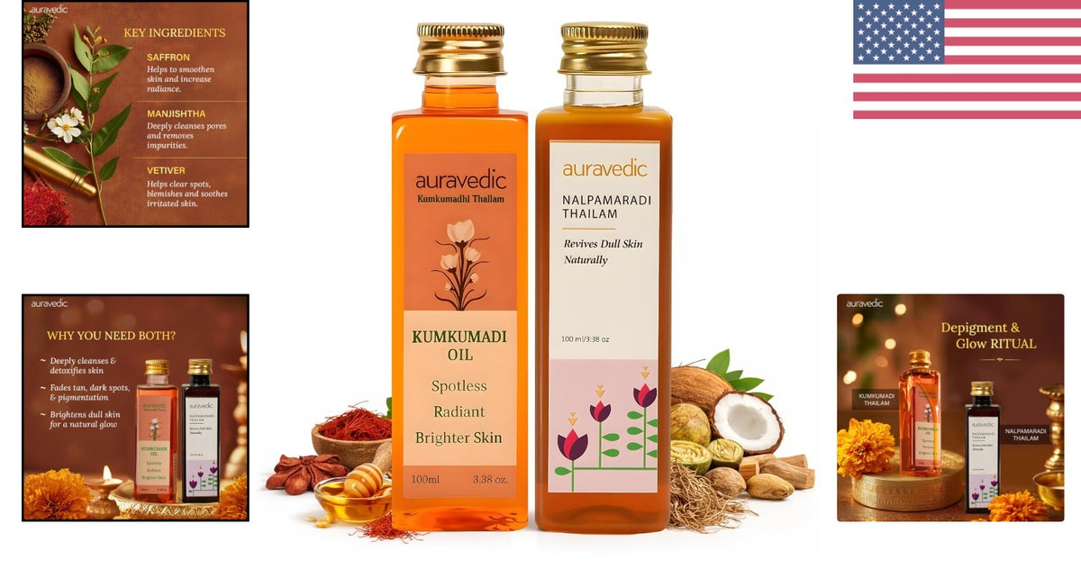 Natural Kumkumadi & Nalpamaradi Thailam - Lightweight Face Body Oil