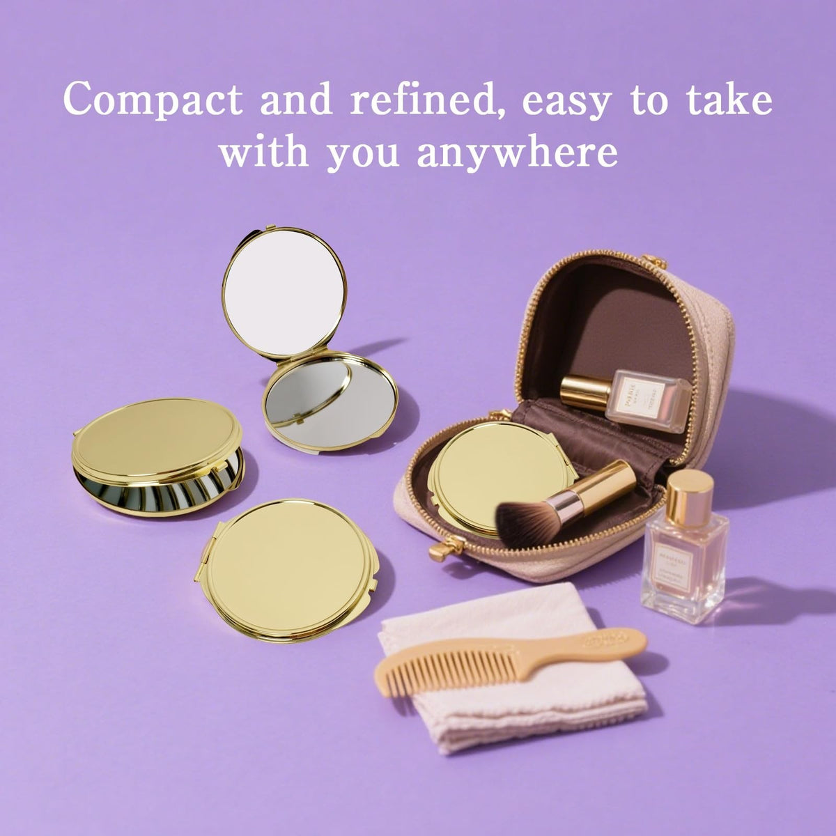 12 Pack Portable Folding Compact Mirrors with Storage Bag - Double Sided Travel Makeup Mirrors for Women