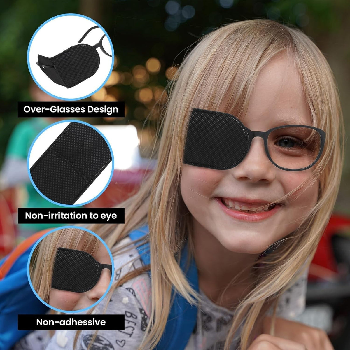 6 Pack Reusable Glasses-Mounted Eye Patches for Lazy Eye Treatment