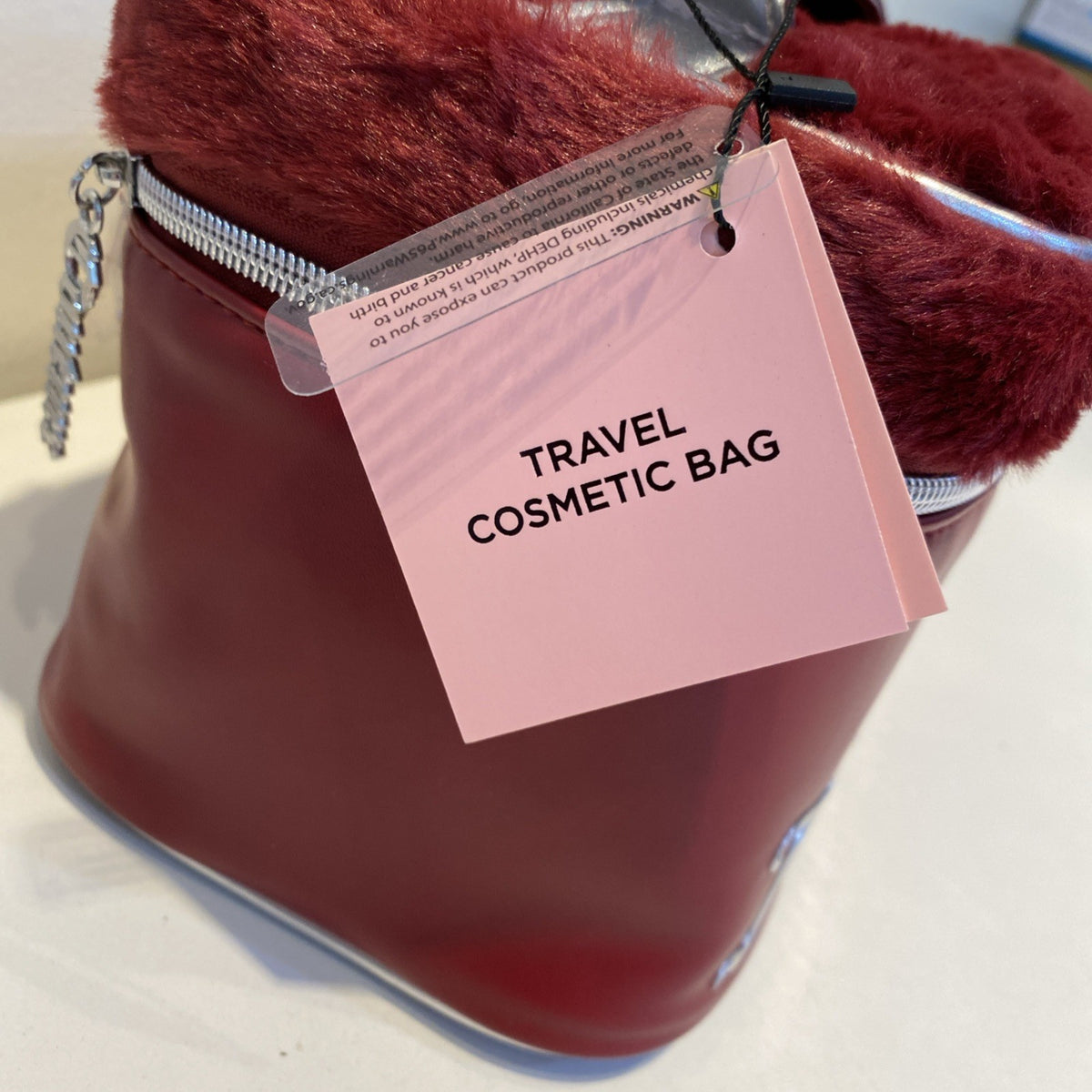 Travel Cosmetics Bag for Women - Red Makeup & Toiletry Organizer