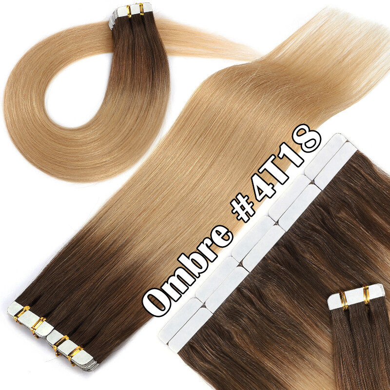 Remy Tape-In Hair Extensions Full Head Ombre 100% Human Hair 150g 60pcs