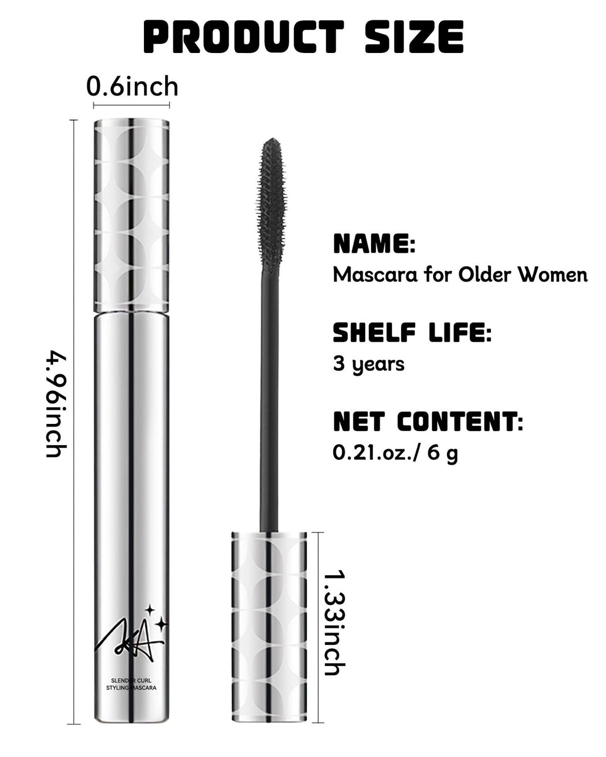 Mature Women’s Brown Volumizing Waterproof Mascara - Safe for Sensitive Eyes