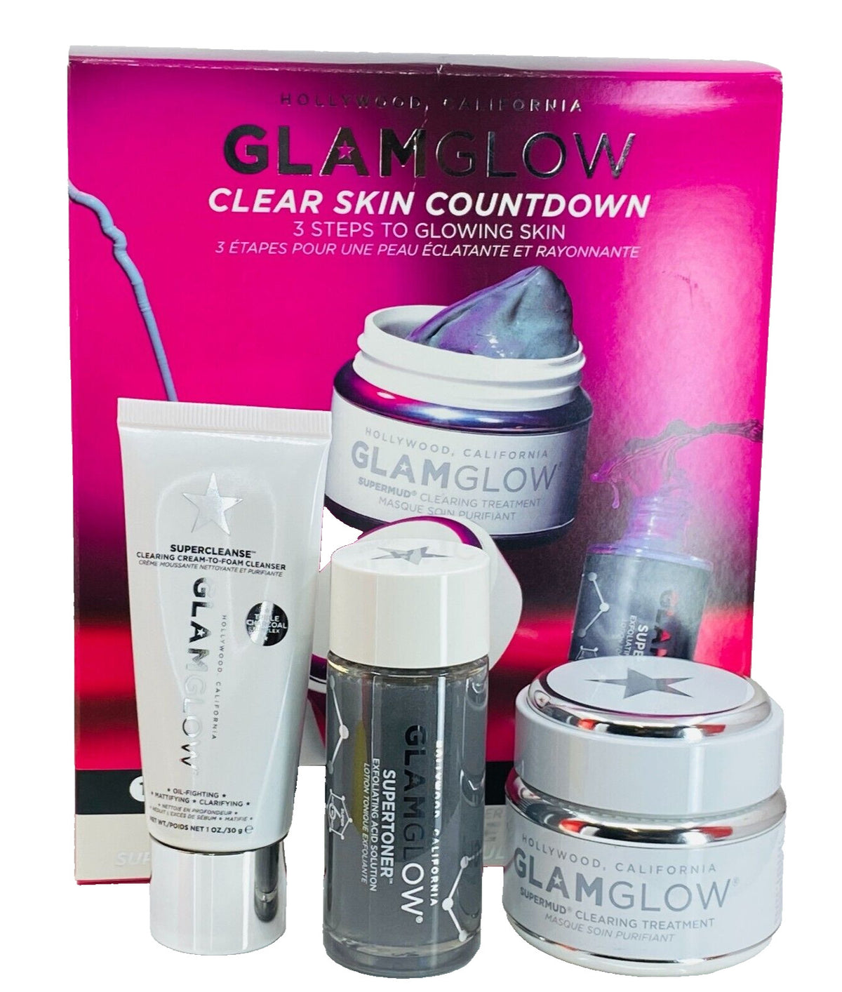 Skin Care Set with 3-Step Glowing Skin Routine - Clear Skin Countdown