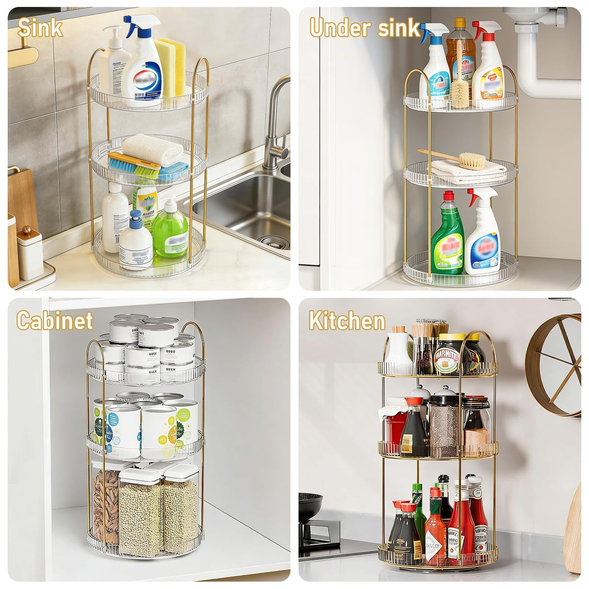 Large Capacity 360° Rotating Makeup Organizer with 2 Tiers, Clear Acrylic