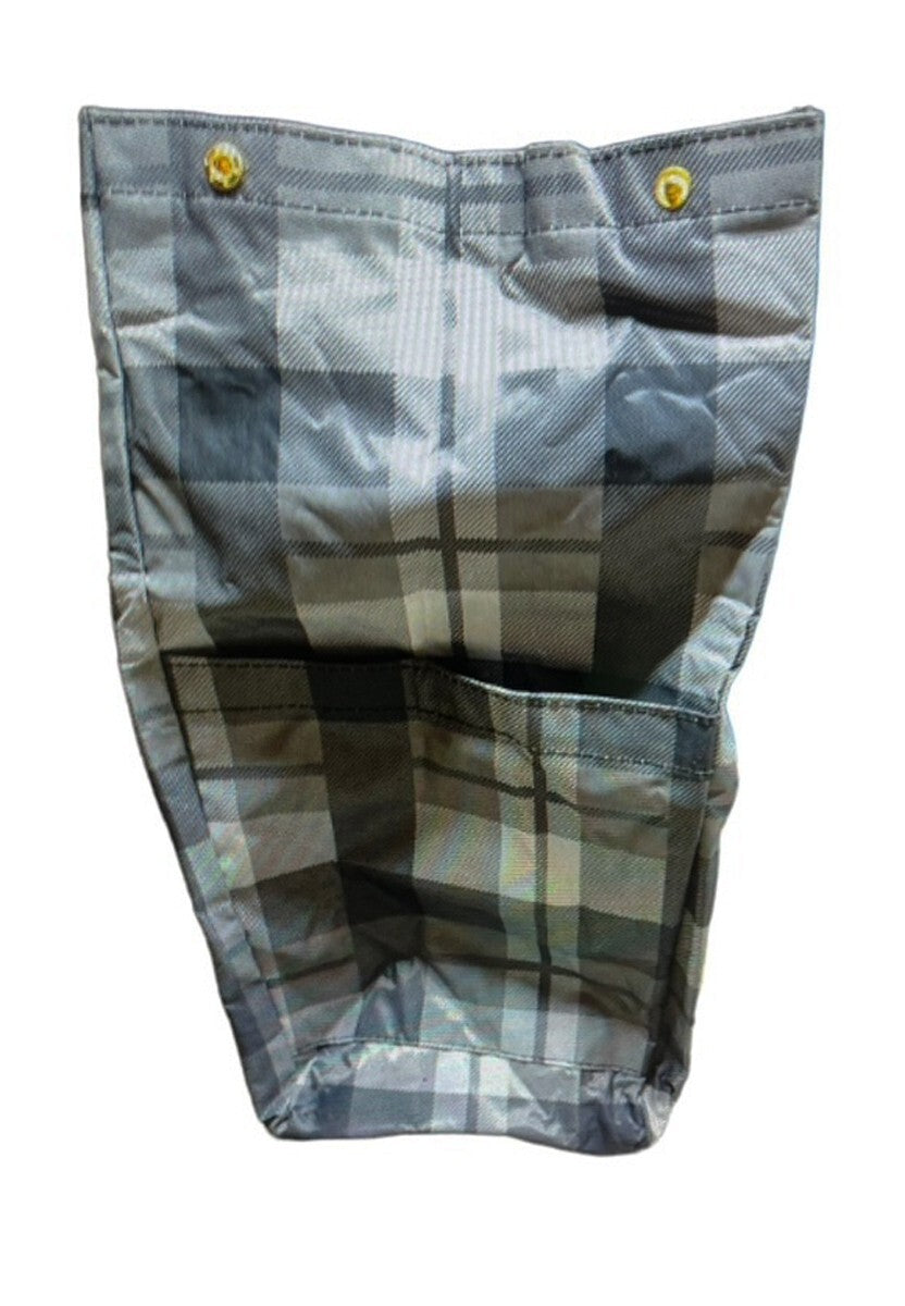 Oversized RFID Recycle Tote Bag with Water-Resistant Polyester - Black/White Plaid