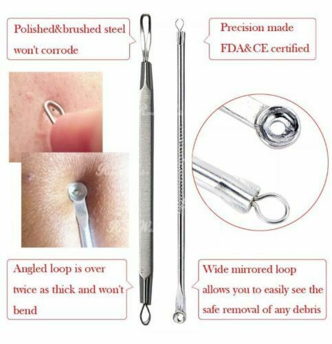 9Pcs Blackhead Remover Tool Kit - Stainless Steel Comedone Acne Extractors