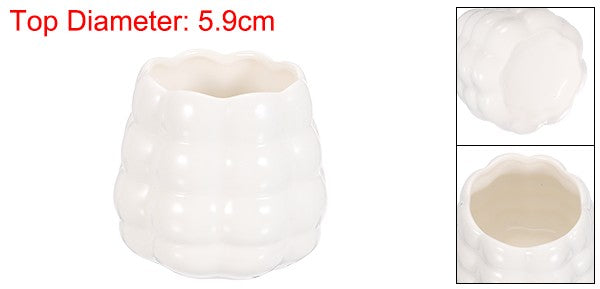 Ceramic Makeup Brush Holder - Round Desktop Pen and Cosmetic Organizer, White