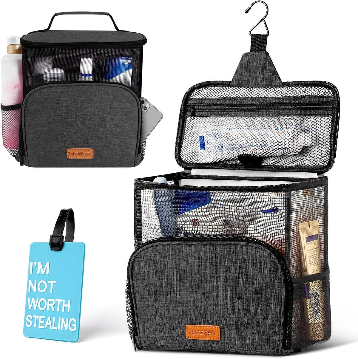 Full Size Waterproof Hanging Toiletry Bag Travel Organizer for College