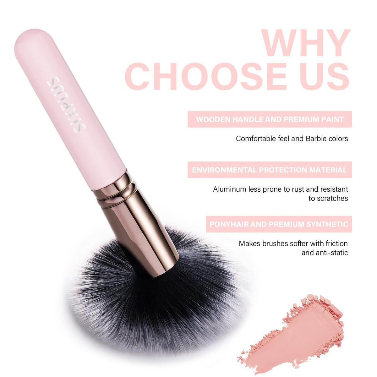 Travel Makeup Brush Set with Case - 15 Pink Professional Cosmetic Tools