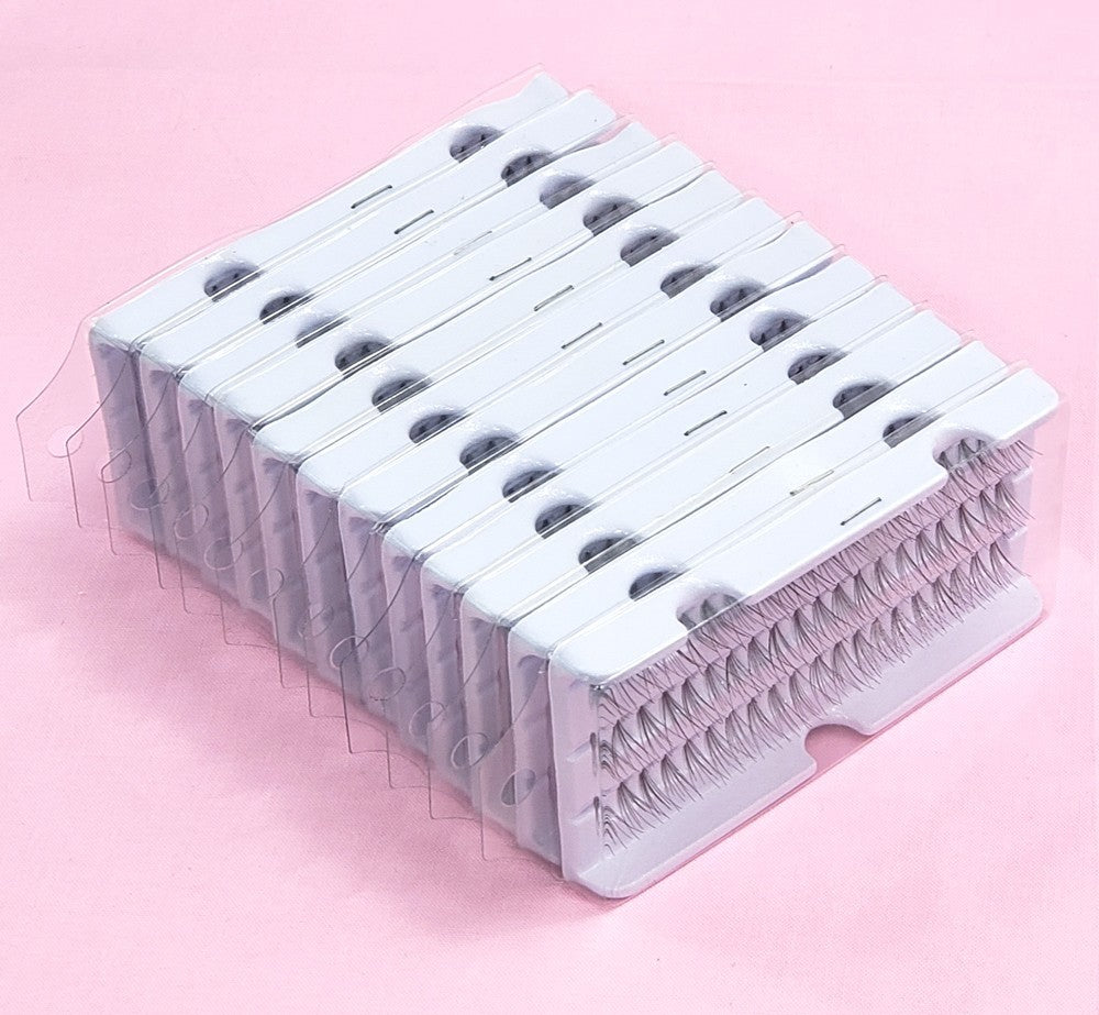 Long Flare Cluster False Eyelashes - Premium Synthetic, Knot-On-Band, Lightweight